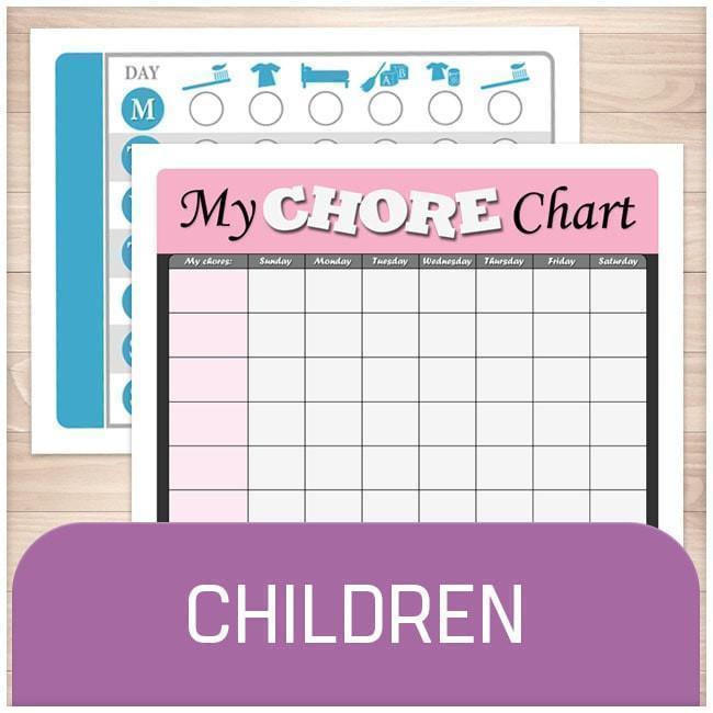 Kids Chore Chart BUNDLE - 'My Chore Chart' Weekly Page in 5 Colors -  Printable at Printable Planning for only 9.95