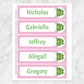  Printable Personalized Adorable Frog Bookmarks  with a pink background color at Printable Planning.