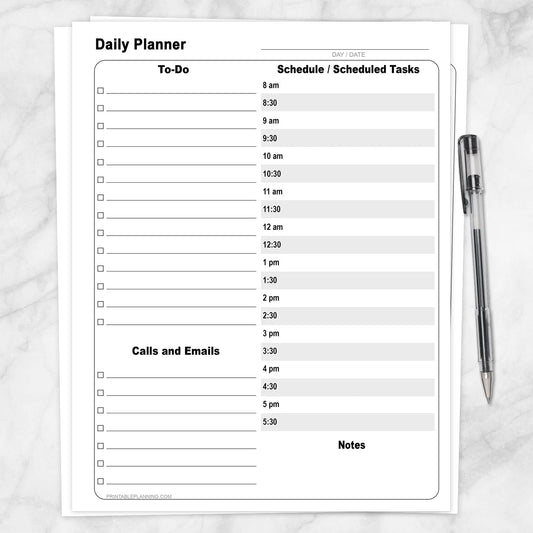 Printable Business Daily Planner with To-Do List and Schedule at Printable Planning. 