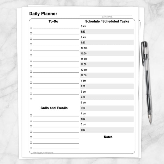 Printable Business Daily Planner with To-Do List and Schedule at Printable Planning.
