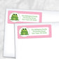 Printable Cute Frog Pink Background Address Labels at Printable Planning. Shown on envelopes. 