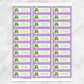 Printable Cute Frog Purple Background Address Labels at Printable Planning. Sheet of 30 labels.
