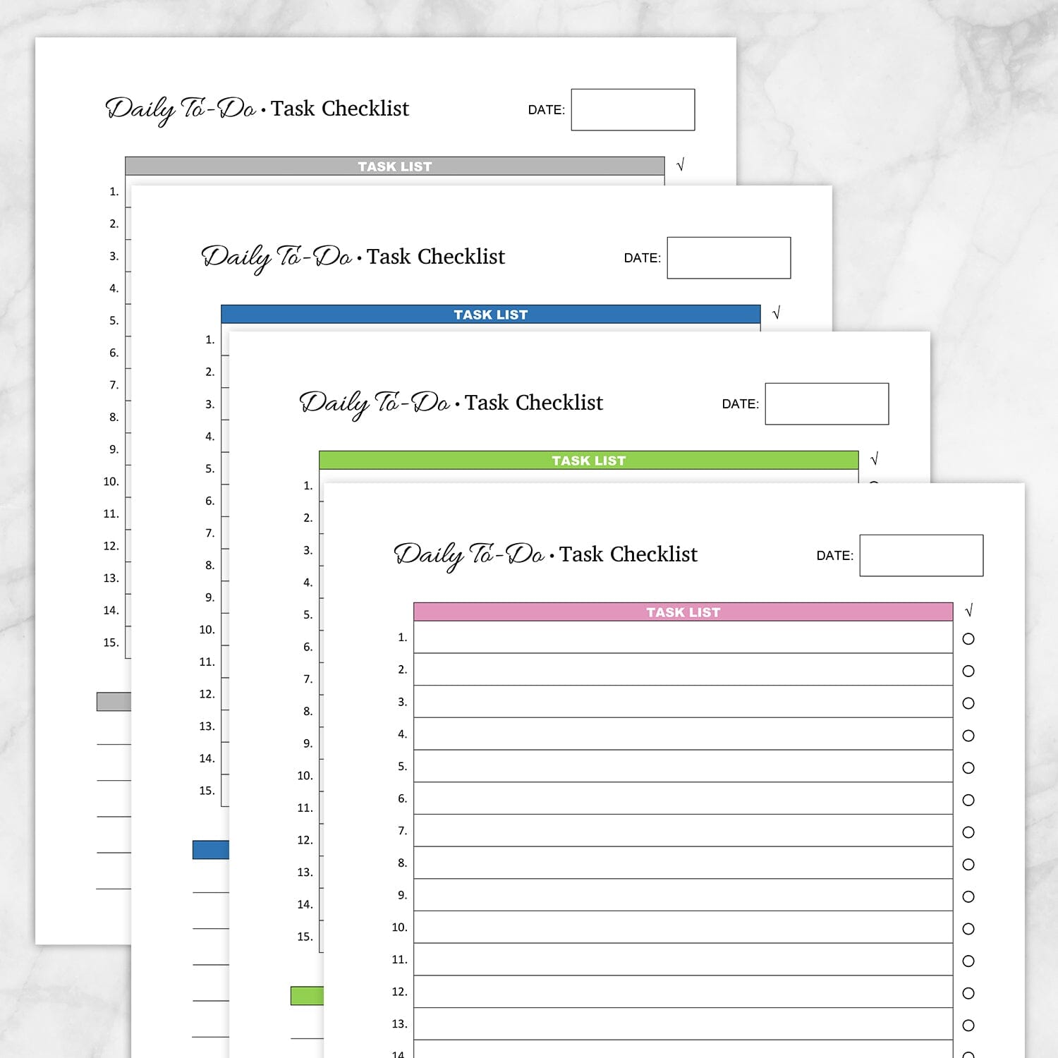 Daily To-Do List - Task Checklist BUNDLE in 4 Colors - Printable at Printable Planning for only 5.95 daily-to-do-list-task-checklist-bundle-in-4-colors-printable-at-printable-planning-for-only-5-95