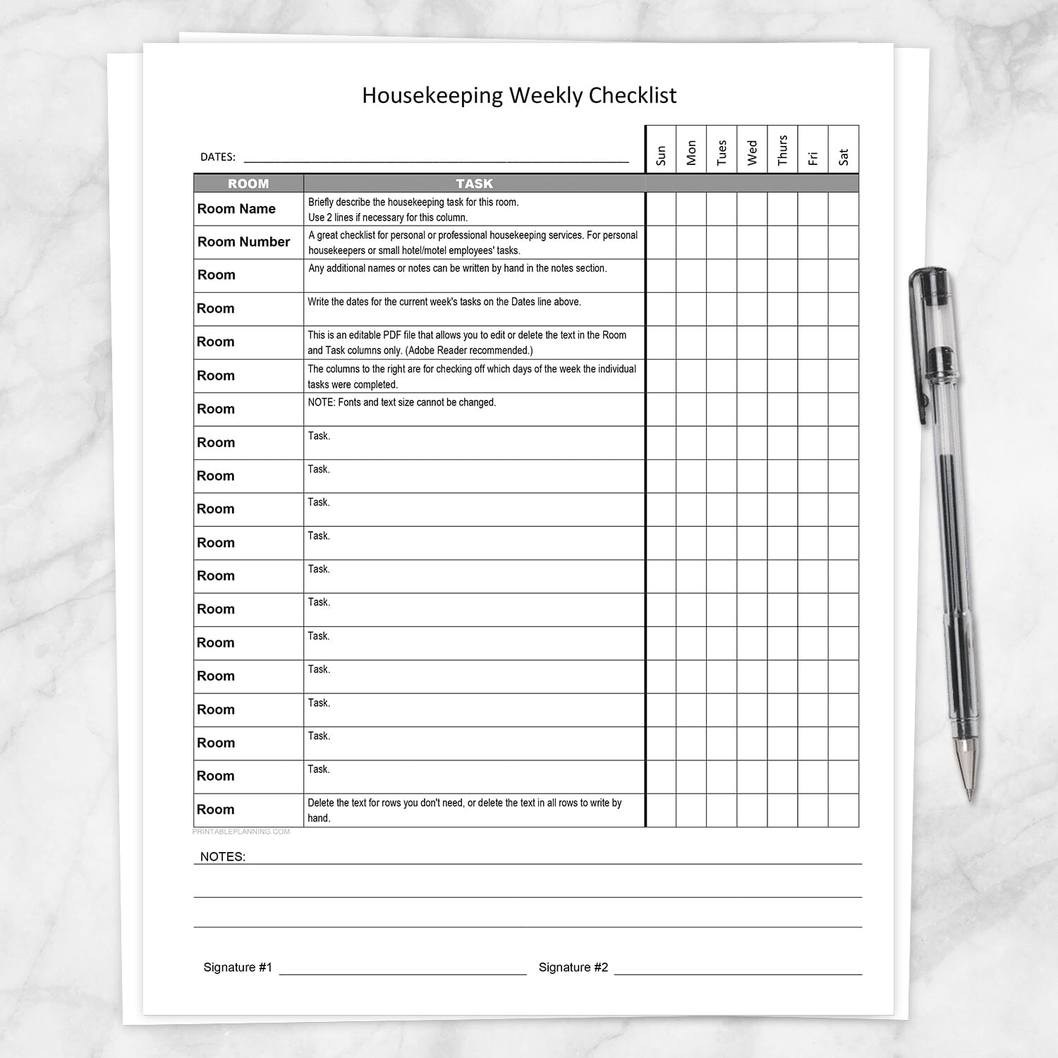 Housekeeping Weekly Checklist - Cleaning Services Editable Room and Task List - Printable at Printable Planning for only 5.95 housekeeping-weekly-checklist-cleaning-services-editable-room-and-task-list-printable-at-printable-planning-for-only-5-95