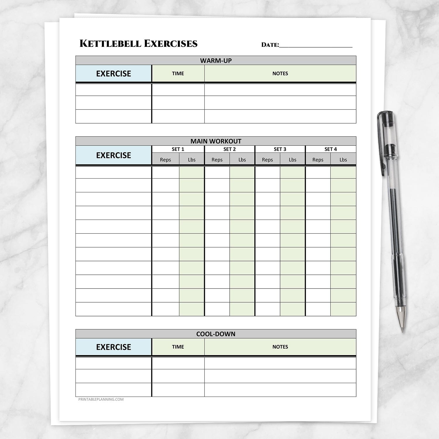 Kettlebell Exercises Sheet with Warm-up and Cool-down - Printable at Printable Planning for only 5.95 kettlebell-exercises-sheet-with-warm-up-and-cool-down-printable-at-printable-planning-for-only-5-95