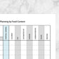 Printable Meal Planning by Food Content Planner Page at Printable Planning. Closer view of the column categories.