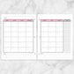 Printable Pink Monthly Calendar Planner Pages (left and right) at Printable Planning.