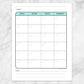 Printable Teal Monthly Calendar Planner Page (left page) at Printable Planning.