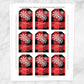 Printable Personalized Red Buffalo Plaid Gift Tags at Printable Planning. Sheet of 9 gift tags.
