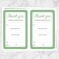 Printable Teacher Thank You Notes in green at Printable Planning. Sheets of 2 thank you notes per page.