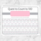 Printable Quest to Count to 100 - BUNDLE of 4 Kids Counting Sheets at Printable Planning. Example of pink sheet.