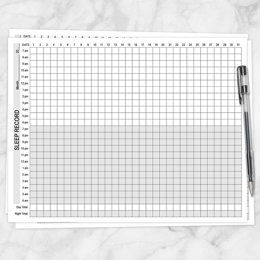 Printable 24-Hour Sleep Record, Monthly Sleep Tracking Sheet at Printable Planning
