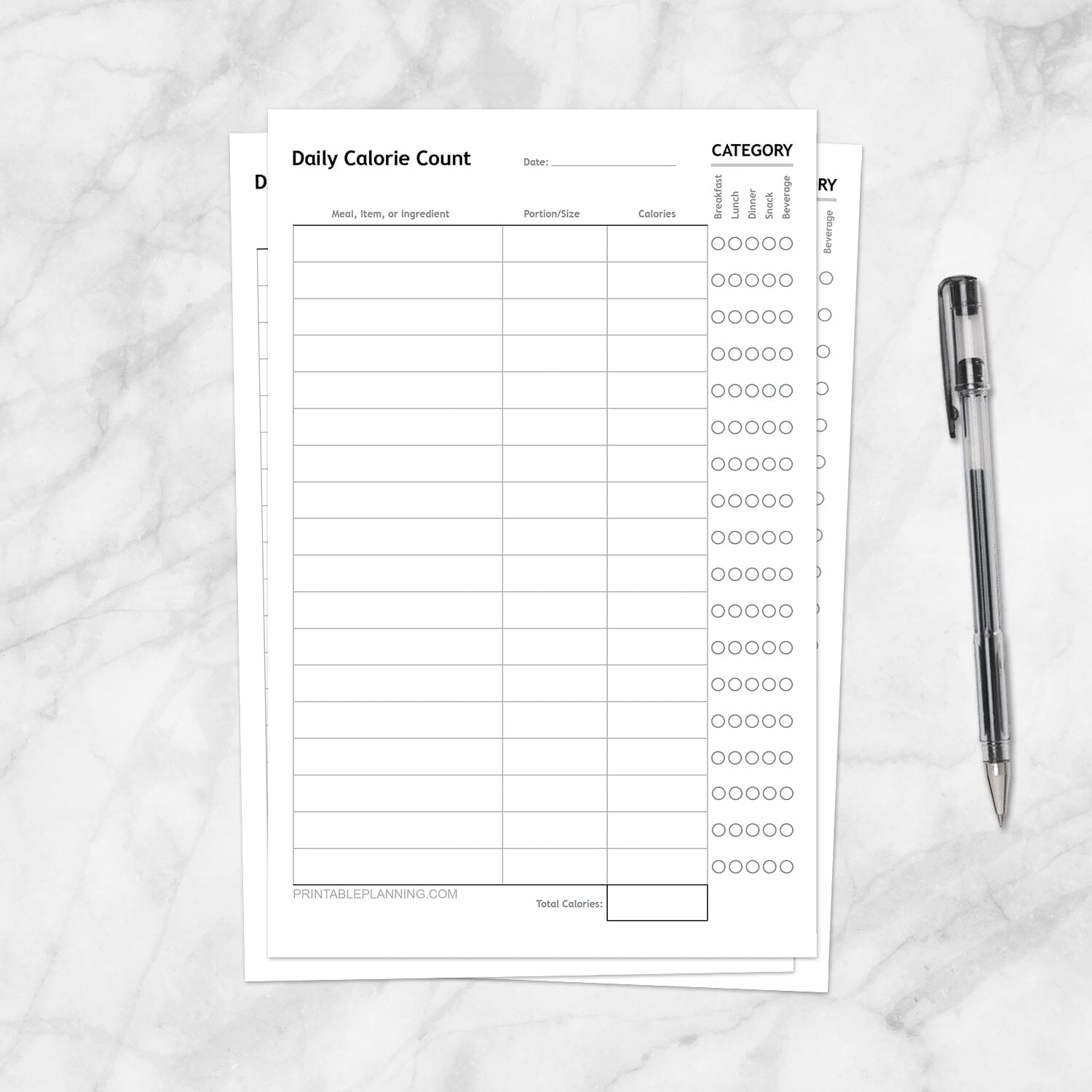 Daily Calorie Count Sheet, Half Page - Printable at Printable Planning for only 5.95 daily-calorie-count-sheet-half-page-printable-at-printable-planning-for-only-5-95