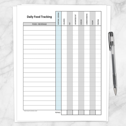 Printable Daily Food Content Tracking Sheet at Printable Planning