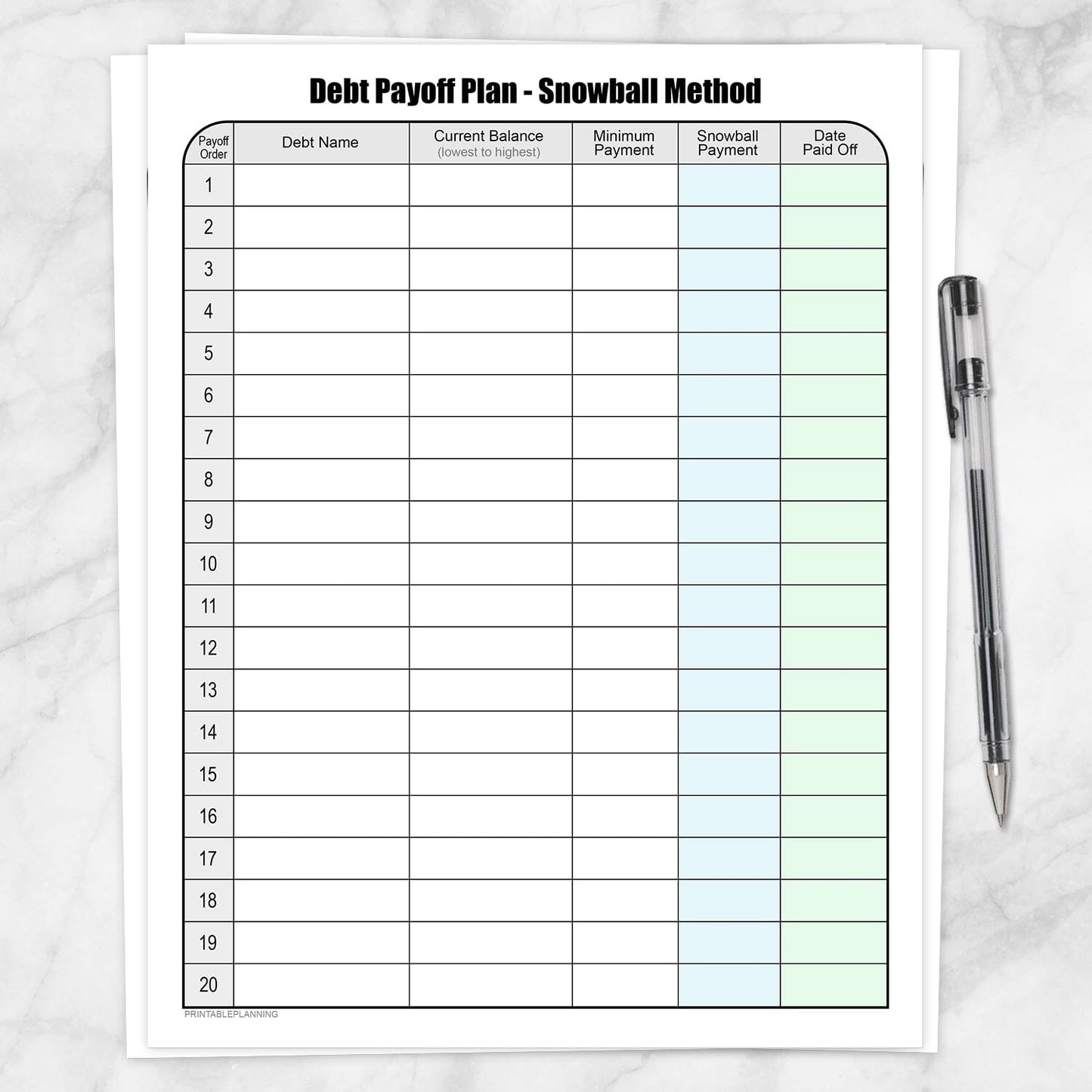 Printable Financial BUNDLE: Budget Worksheet, Bill Payment, Debt Payoff Plan at Printable Planning