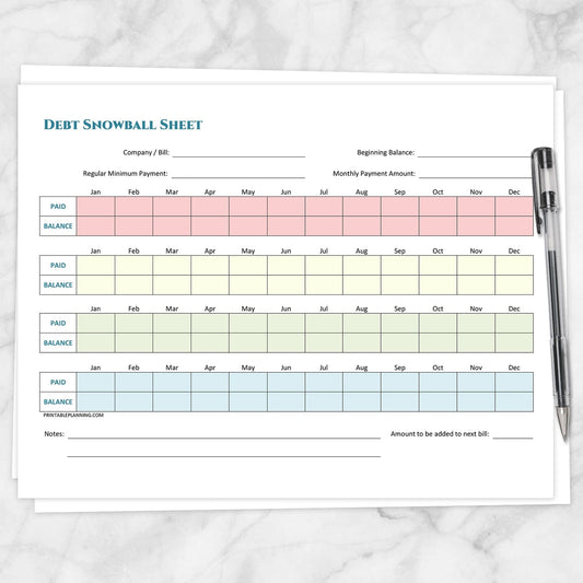 Printable Debt Snowball Sheet and Debt Payoff Plan - BUNDLE at Printable Planning