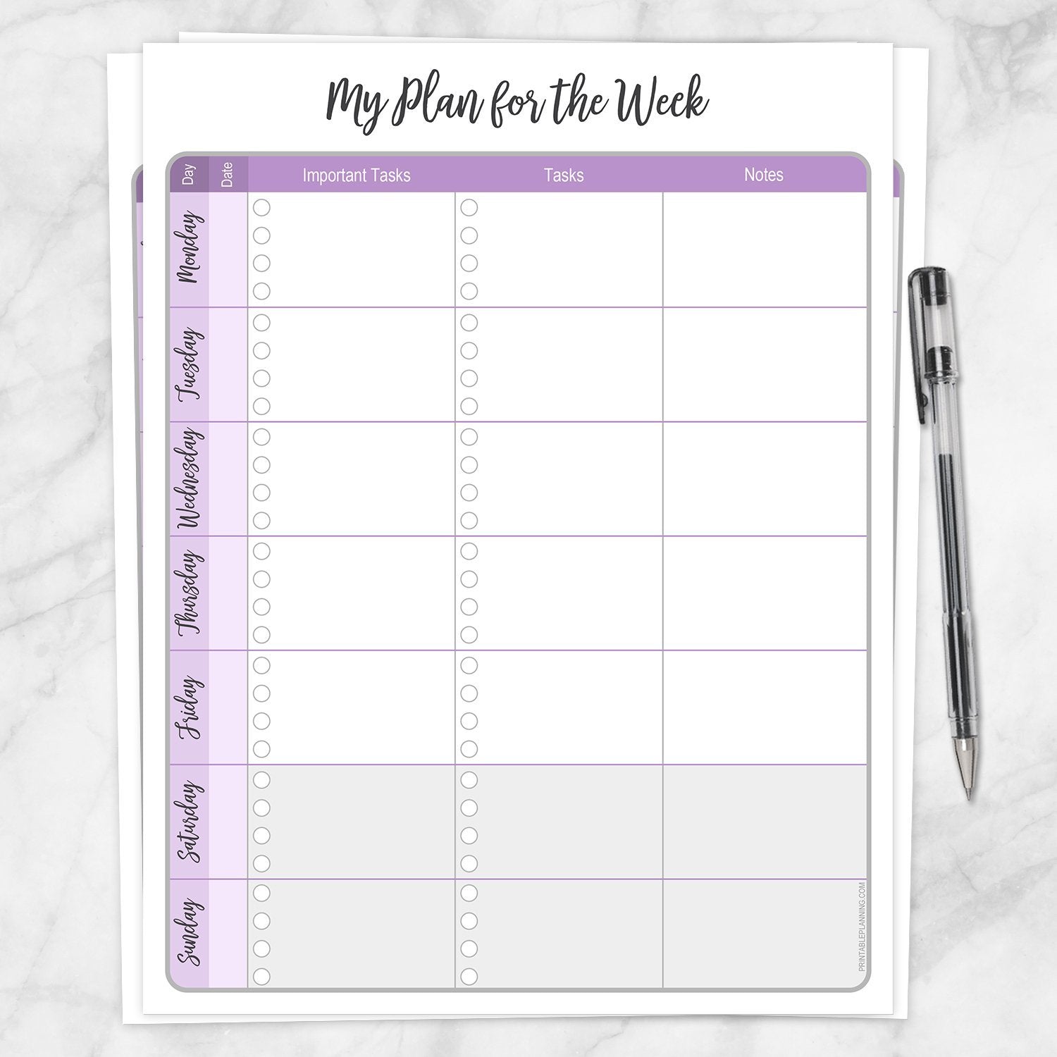 My Plan For The Week Purple Weekly Planner Page Printable At my-plan-for-the-week-purple-weekly-planner-page-printable-at