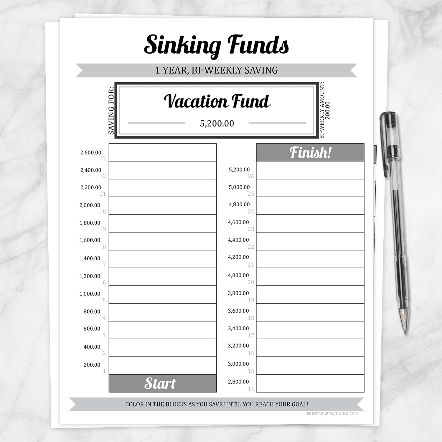 Sinking Funds Savings Chart, 1 Year Bi-Weekly - Printable at Printable Planning for only 5.95 sinking-funds-savings-chart-1-year-bi-weekly-printable-at-printable-planning-for-only-5-95