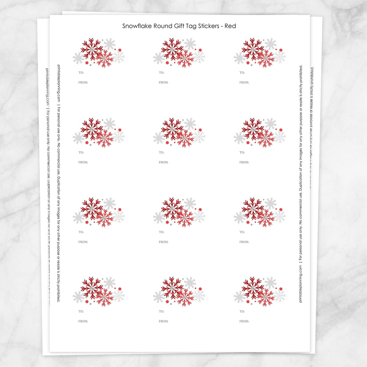 Printable Red Snowflake Gift Tag Stickers at Printable Planning