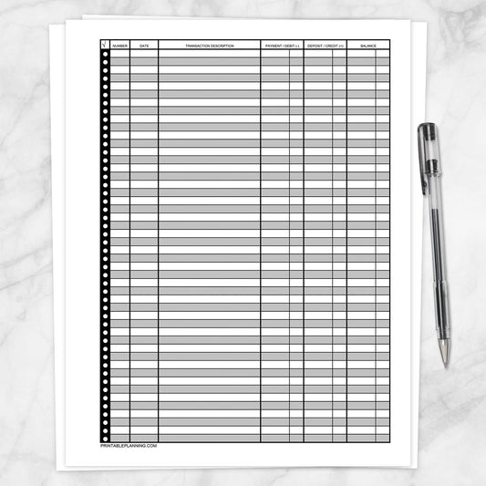 Printable Financial Transaction Register - Full Page at Printable Planning