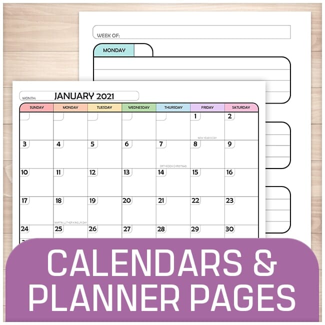 Printable Calendar and Planner Pages online at Printable Planning