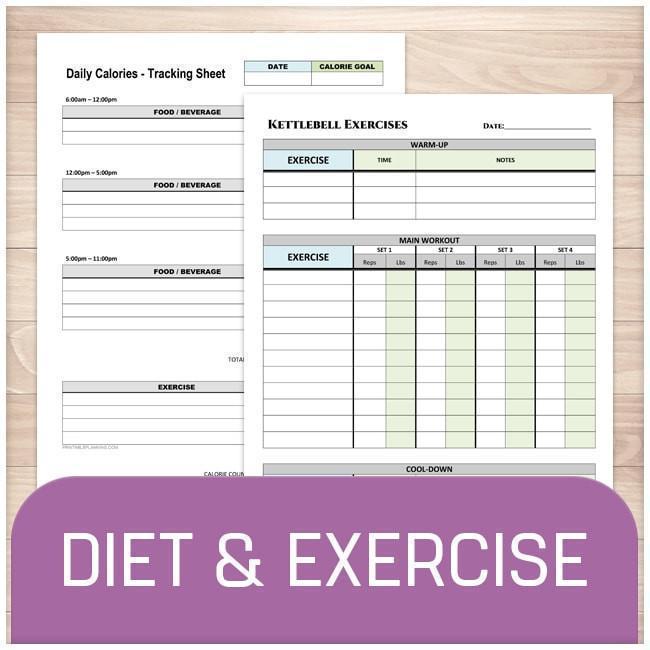 Diet and Exercise Sheets