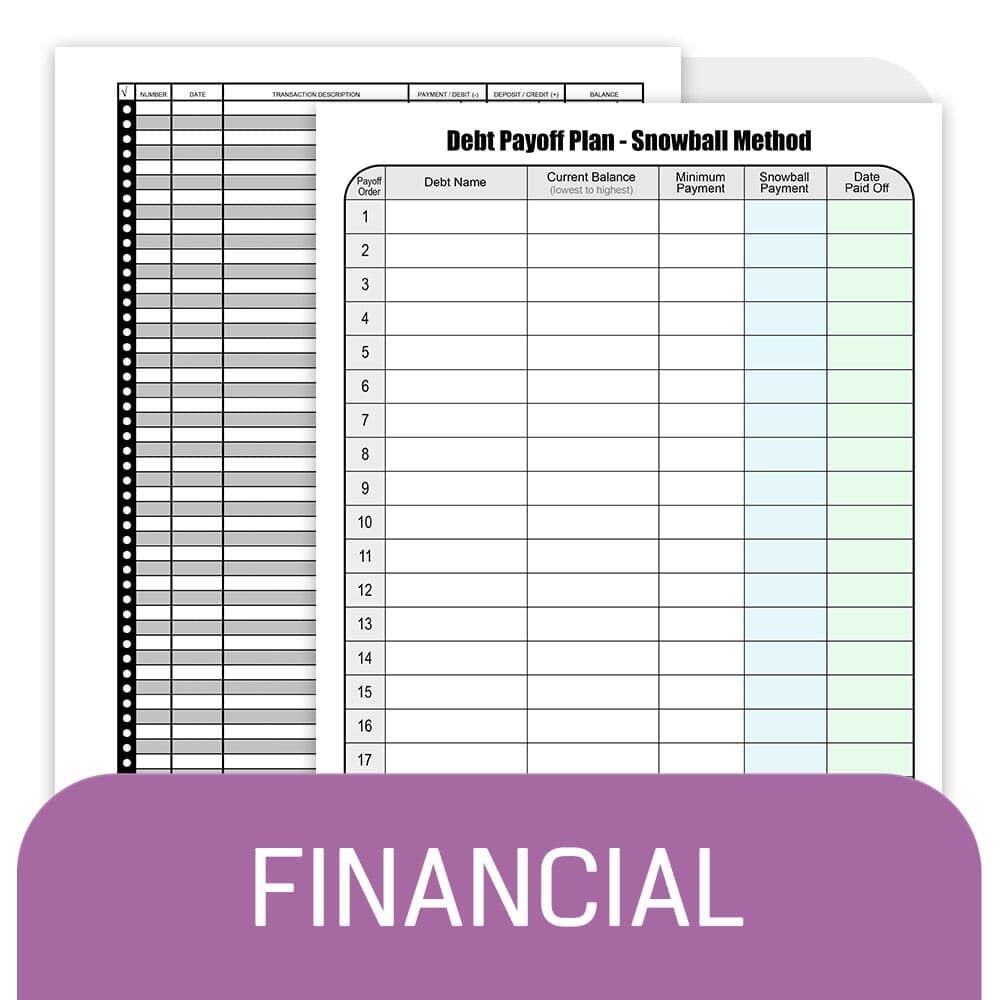 Financial Control Printable Printable Financial Sheets | Budget, Bills, Savings, and Debt ...