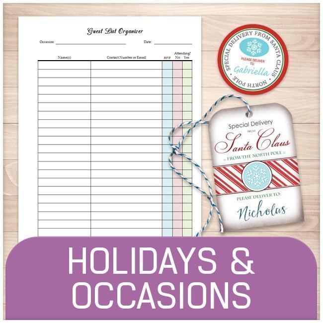 Holiday and Occasion Printable Pages