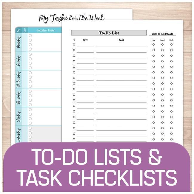 Printable To-Do Lists and Task Checklists at Printable Planning