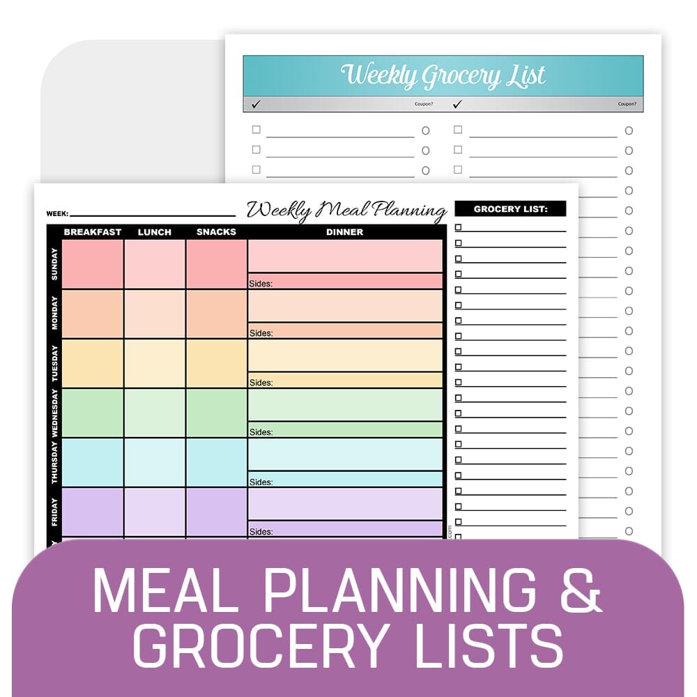 Meal Planning and Grocery Lists | Printable Pages