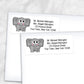 Printable Adorable Gray Elephant Address Labels at Printable Planning. Shown on envelopes.