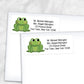 Printable Adorable Green Frog Address Labels at Printable Planning. Shown on envelopes.