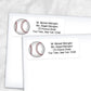Printable Athletic Sports Baseball Address Labels at Printable Planning. Shown on envelopes.