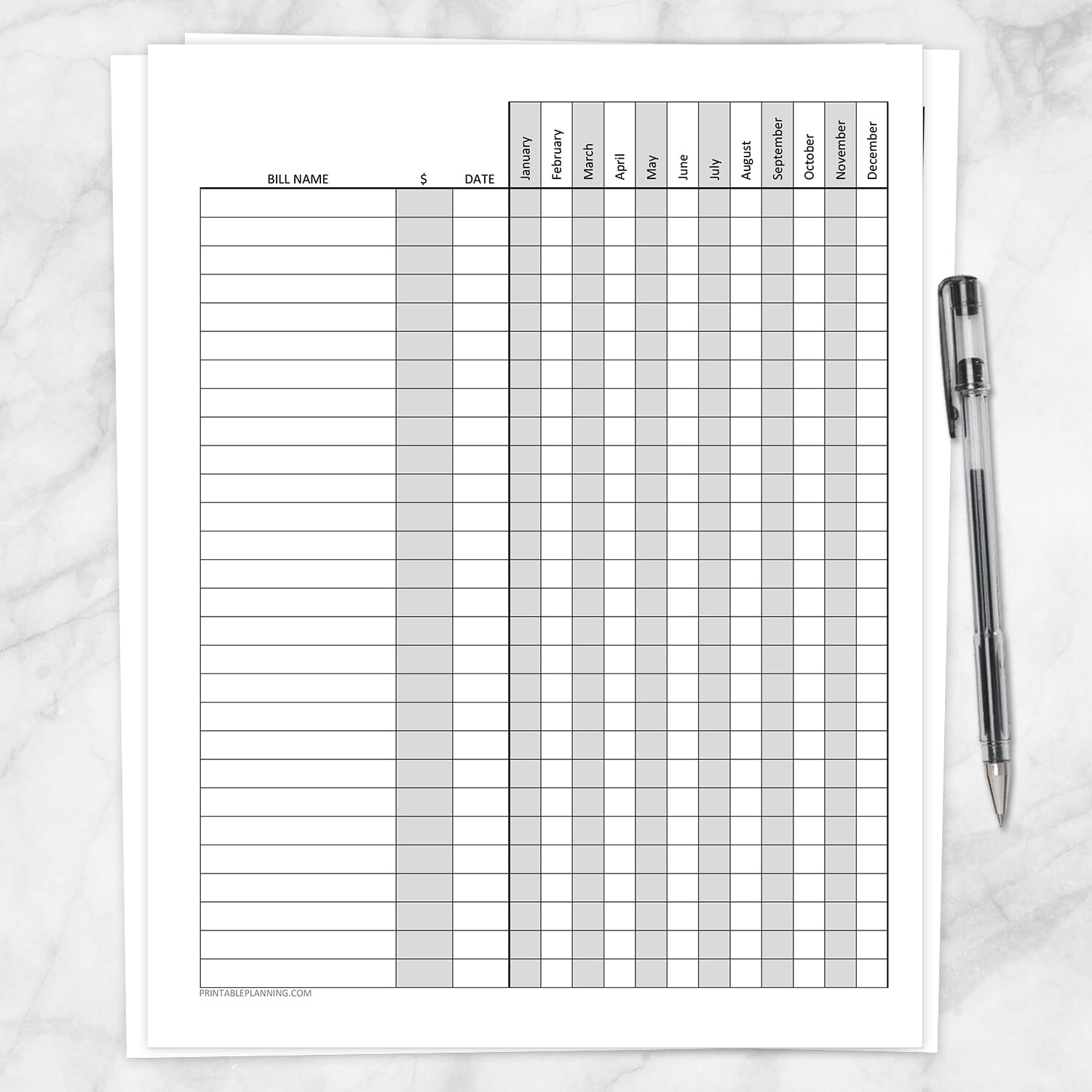 Printable Monthly Bill Payment Tracker at Printable Planning.