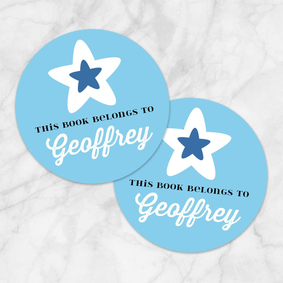 Blue Star Personalized Bookplate Stickers Printable at Printable