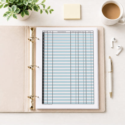 Blue Printable Check Register - Full-Page Transaction Tracker