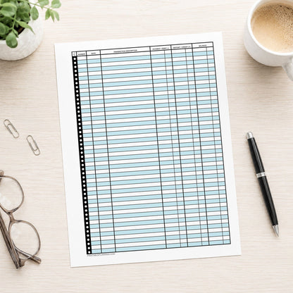 Blue Printable Check Register - Full-Page Transaction Tracker