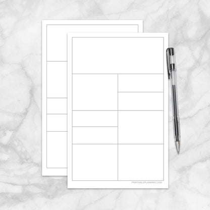 Printable Compartmentalized Scratch Paper - Half Page at Printable Planning. Example of half sized pages.