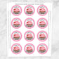 Printable Cupcake "Love is Sweet!" Favor Stickers at Printable Planning. Sheet of 12 stickers.