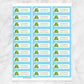 Printable Cute Frog Blue Bookplate Labels for Name Labeling Books at Printable Planning. Sheet of 30 labels.