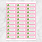 Printable Cute Frog Pink Bookplate Labels for Name Labeling Books at Printable Planning. Sheet of 30 labels.