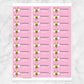 Printable Cute Pink Bee Bookplate Labels for Name Labeling Books at Printable Planning. Sheet of 30 labels.