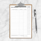 Printable Daily Calorie Count Sheet, Half Page at Printable Planning. Example of half page on mini clipboard.