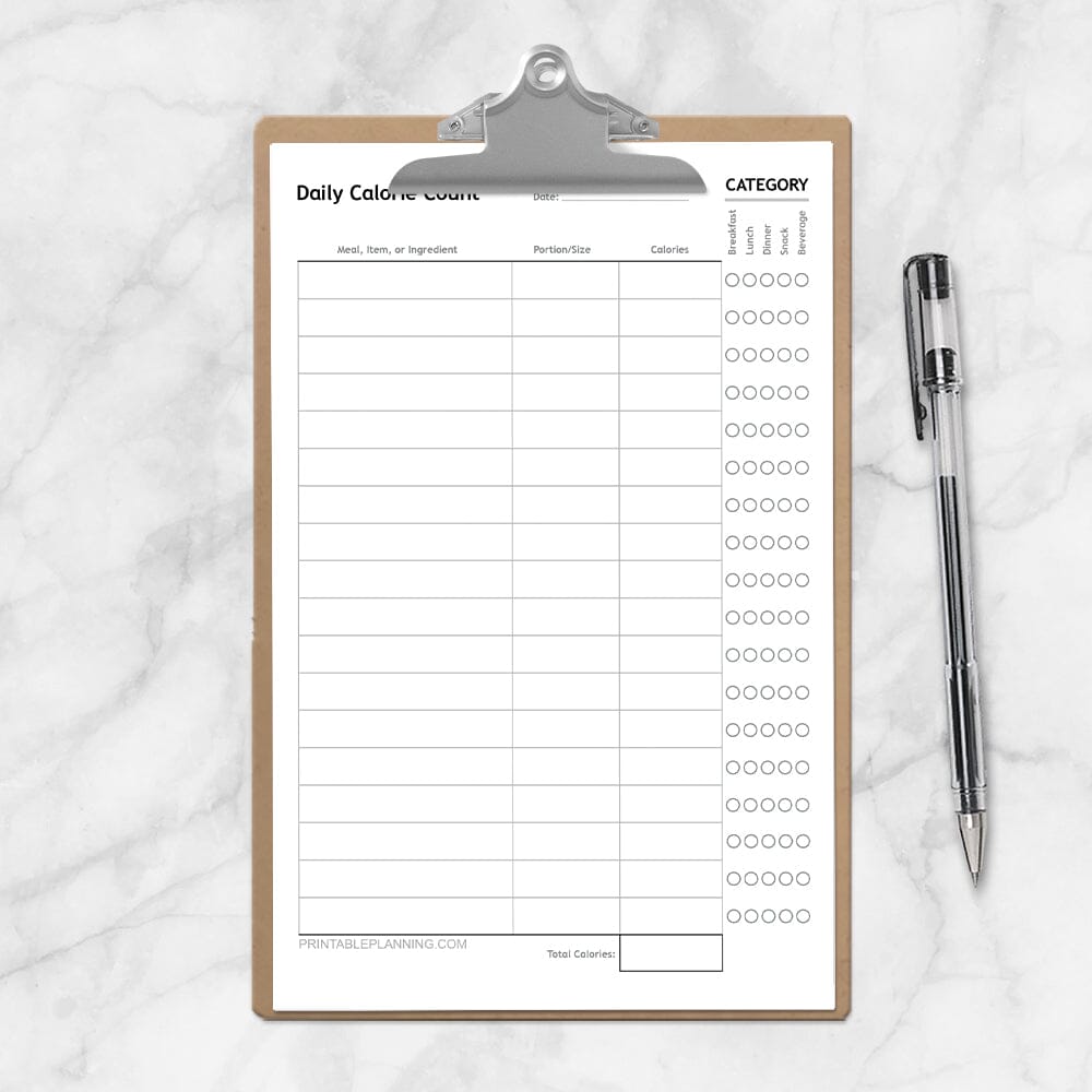 daily-calorie-count-sheet-half-page-printable-at-printable-planning-for-only-5-95 for Free Printable Calorie Counting Chart Daily Calorie Count Sheet, Half Page - Printable at Printable Planning for only 5.95 for Free Printable Calorie Counting Chart