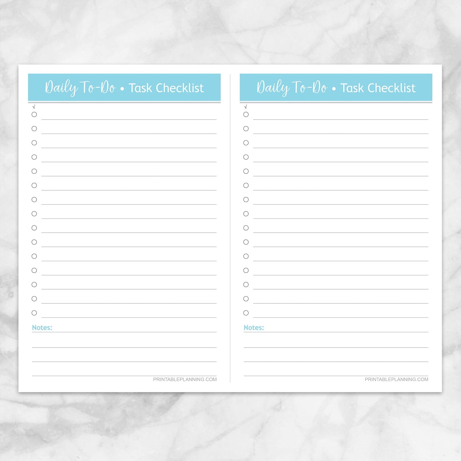 Printable Daily To-Do Lists - 2 Per Page - Task Checklists in Blue at Printable Planning.