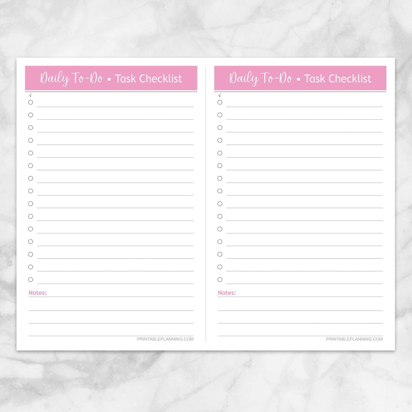 Printable Daily To-Do Lists - 2 Per Page - Task Checklists in Pink at Printable Planning.