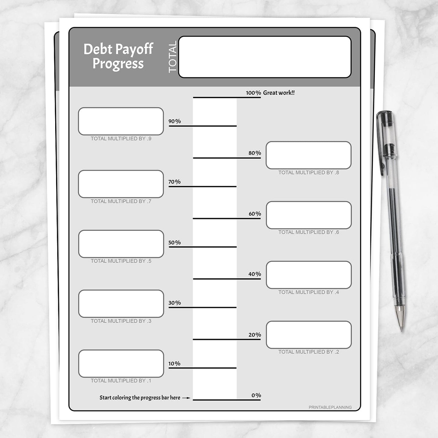 Printable Debt Payoff Progress Bar (ascending) at Printable Planning.