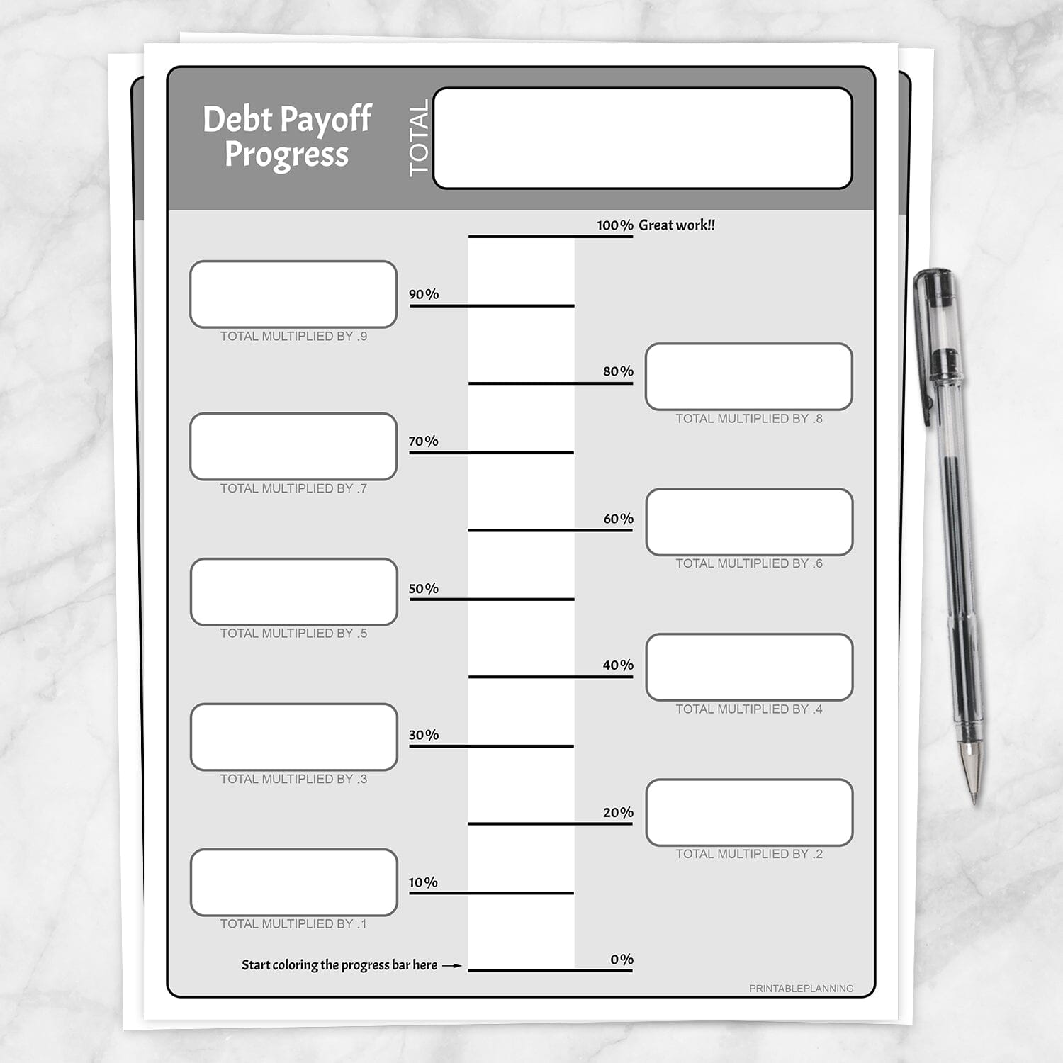 Printable Debt Payoff Progress Bar (ascending) at Printable Planning.