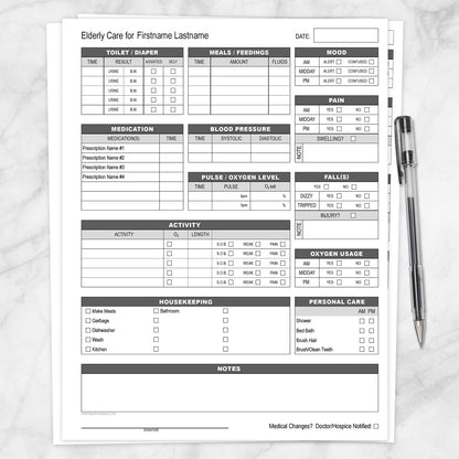 Printable Elderly Care, Daily Care Sheet with Alertness Housekeeping at Printable Planning.