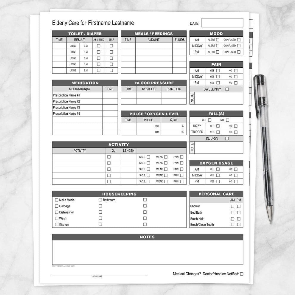 Elderly Daily Care Sheet | Printable Caregiver Log PDF – Printable Planning